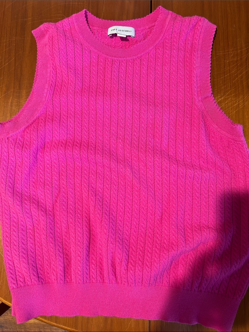 Pink Knit Sleeveless Sweater Vest